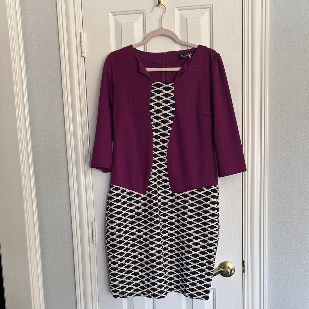 Purple and Black Geometric Dress